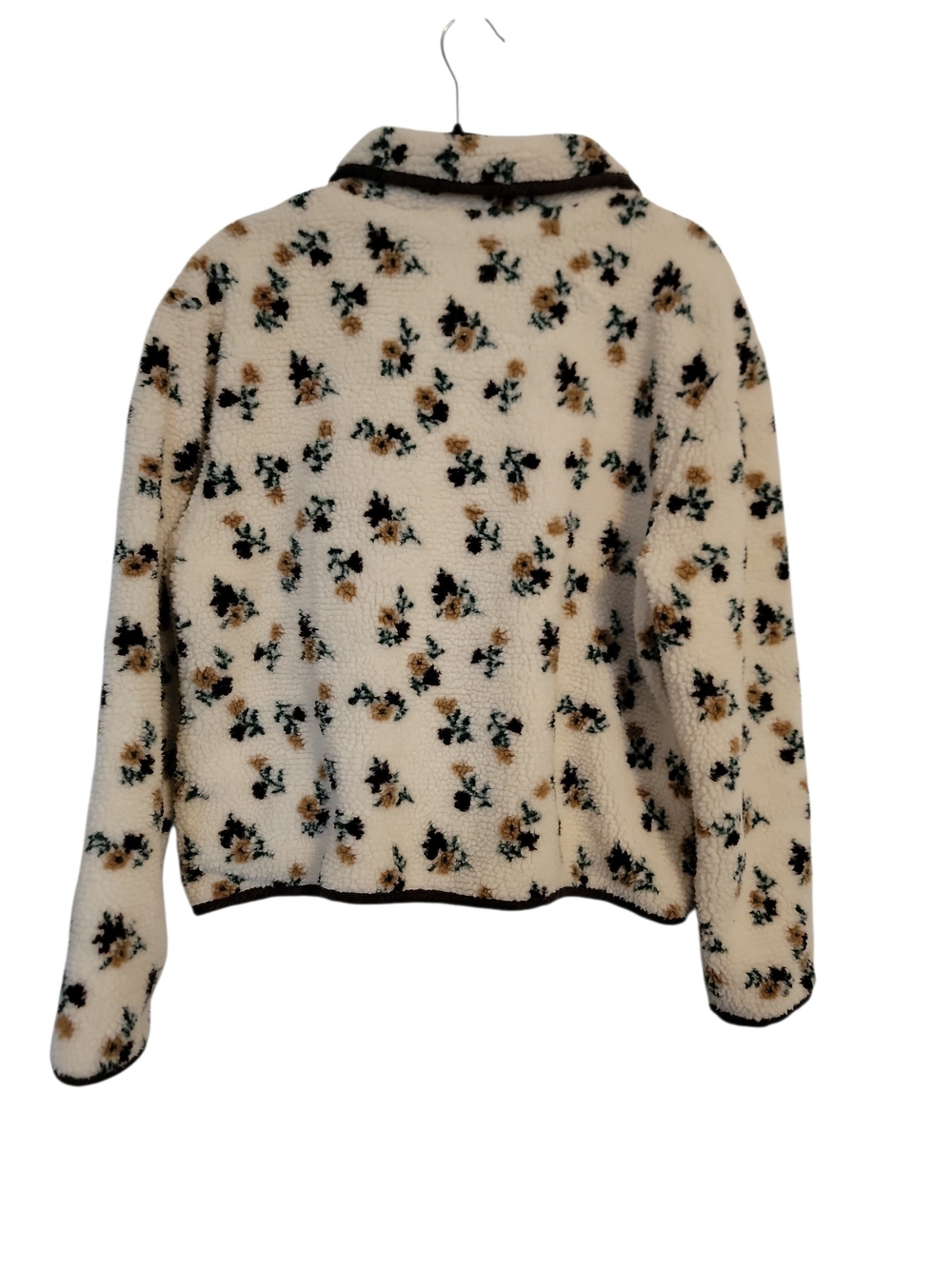 1 Sunset Lane Floral Sherpa Jacket - Cream with Brown Corduroy Trim - Picture 3 of 3